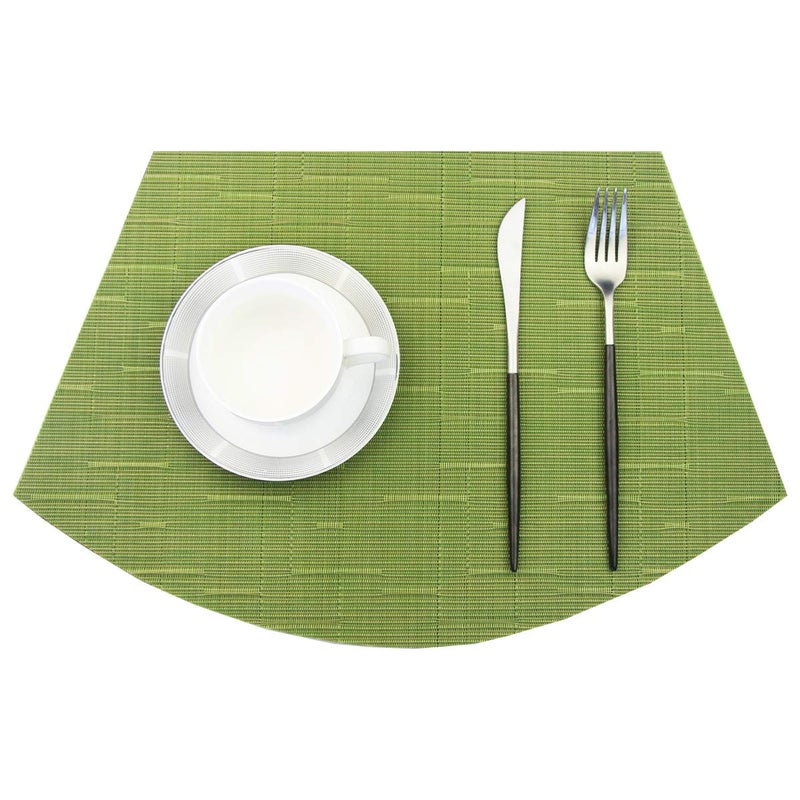 PIGCHCY Wedge Shaped Placemats Set of 6 with Centerpiece Round Mats Washable Kitchen Placemats Heat-Resistant Table Mats (Sage Green) - Image 3